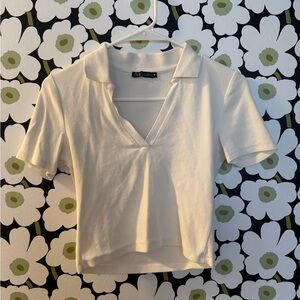 Zara Cream Collared Women's Top